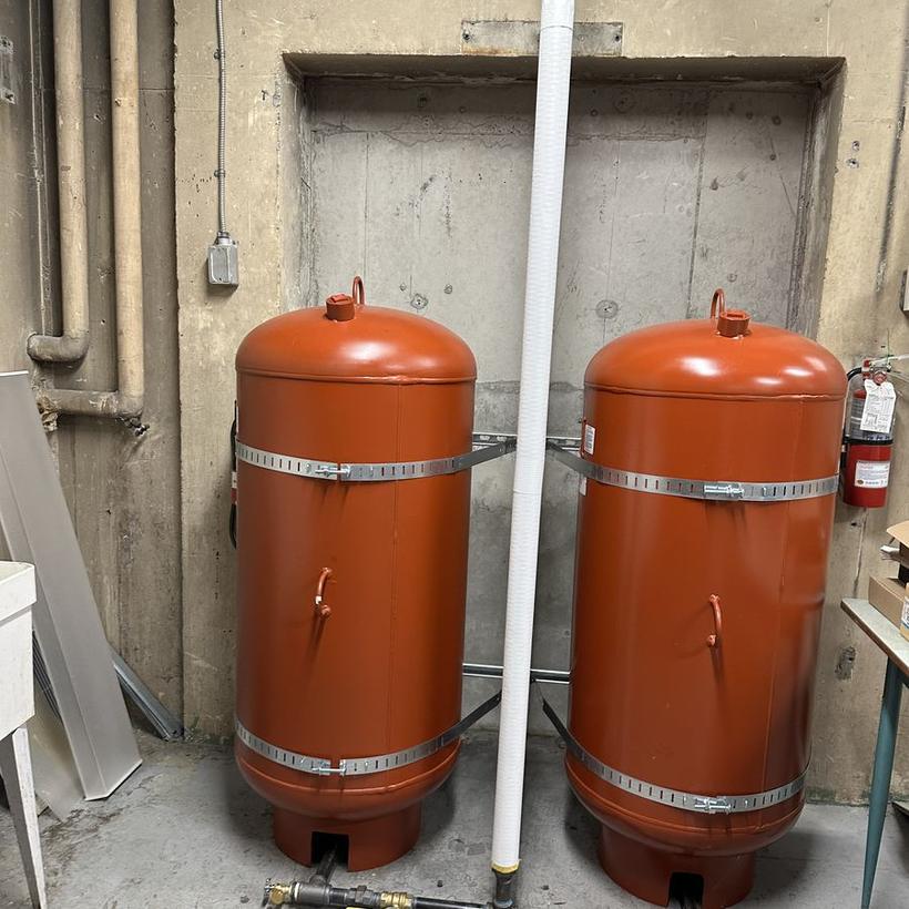 New expansion tanks installed and seismically strapped